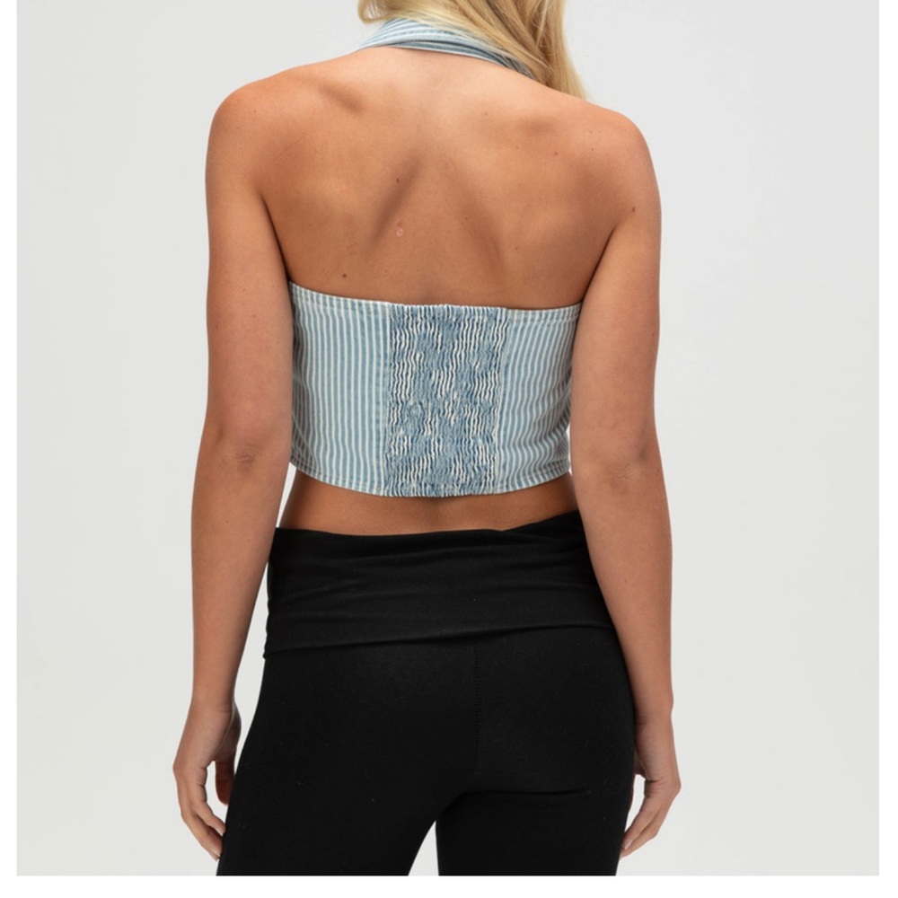Levis Bria Woman's Denim Corset Halter Top Size Large Festival Summer Party NWT - Picture 3 of 15